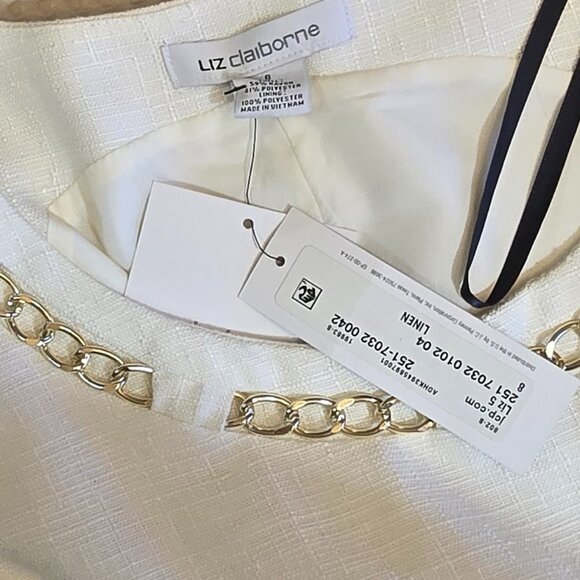 Professional Desk to Dinner LIZ CLAIBORNE White Sleeveless Dress NWT sz 8 - Picture 8 of 8